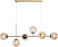 Lustre LED moderne scandinave nordique à plusieurs têtes, 6 lumières, boule de verre transparente, fer, salon, salle à manger, chambre à coucher, décoration intérieure