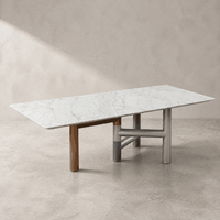 Table à manger rectangulaire moderne personnalisée en marbre de jade naturel royal avec cadre en acier inoxydable électroplaqué or et argent pour hôtel