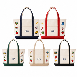 SHINY 2026 Heavy Duty Eco-friendly Cotton Canvas Embroidery <strong>Teacher</strong> <strong>Tote</strong> <strong>Bag</strong> Rope Long Custom Logo Multi Patch School Gift - Product Image 1