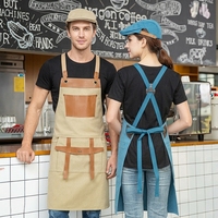 Tablier réutilisable sans manches en toile cirée à suspendre au cou, idéal pour barista de thé au lait, grillades, pâtisserie, restaurant, avec bretelles croisées au dos