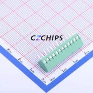 DB125-2.54-12P-GN-S <b>Screw</b> Terminal <b>Block</b> Through hole Component (THT),P=2.54mm Connector 1x12P 2.54mm Green Through Hole - Product Image 2