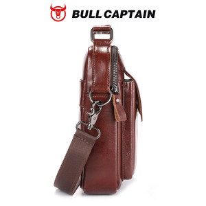 Sac bandoulière homme en cuir véritable BULLCAPTAIN avec logo personnalisé, sac messager en cuir de vachette, sac de voyage d'affaires, sac à main messager - Product Image 6