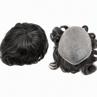 Systèmes de remplacement capillaire pour hommes en cheveux vierges indiens Remy, avec base en PU ultra-fine de 0,04 mm et boucles en V, à prix abordable