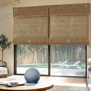 ستائر رومانية ذكية من الخيزران مع تحكم عن بعد وصوتي متوافقة مع تطبيق أليكسا وجوجل هوم - Product Image 1