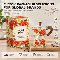 Cafetière italienne Moka Kingze 150 ml 300 ml en aluminium personnalisée avec impression et motif décoratif