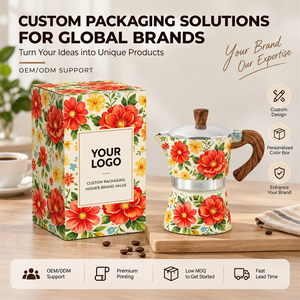 <span class=keywords><strong>Cafetera</strong></span> Italiana <span class=keywords><strong>Moka</strong></span> de Aluminio Kingze de 150ml/300ml, Personalizada con Diseño Impreso - Product Image 2
