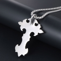Collier pendentif croix géométrique en acier inoxydable unisexe, design gothique vintage SP187-8