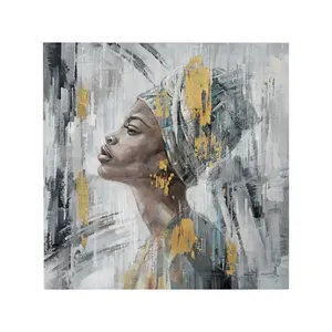 Pintura de retrato tradicional personalizada figura de mujer proveedores de pintura al óleo Diy retrato de estilo moderno africano pintura al óleo