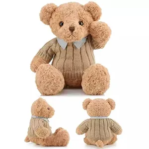 Urso de pelúcia grande, com suéter, animais de pelúcia, urso, brinquedos de pelúcia, travesseiro para crianças, presente de aniversário e de bebê