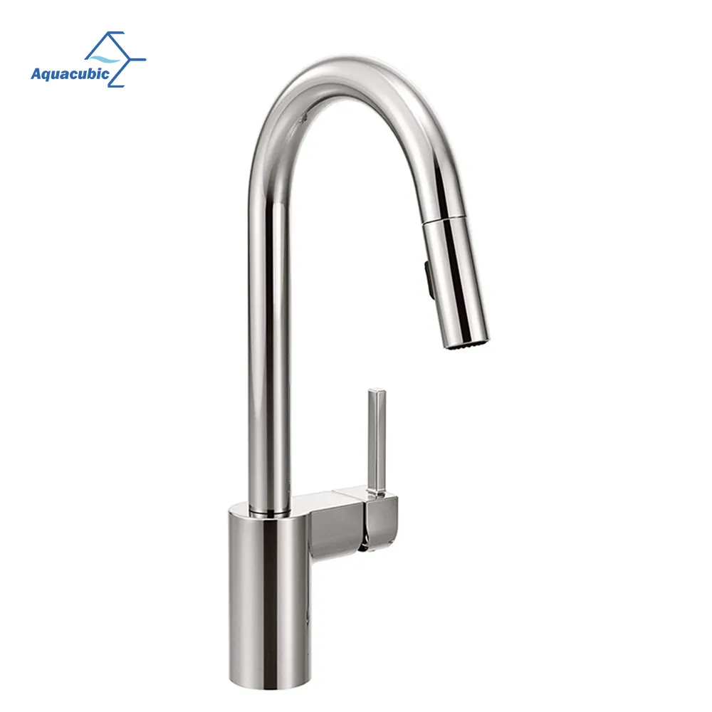 Aquacubic cUPC Chrome Kitchen Faucet with 2-Function sprayer