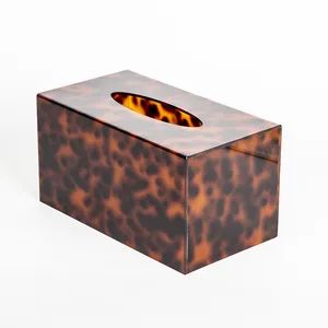 HOMESWEET Custom Luxury Acrylic Tortoiseshell Paper Tissue Box Premium Hotel Acrylic Supplier room tissue box
