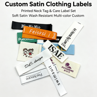 Étiquettes personnalisées en satin pour vêtements, étiquettes de col imprimées en polyester doux avec logo et taille pour T-shirts, maillots de bain, vêtements pour enfants