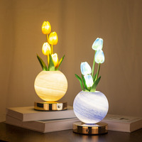 Nueva Lámpara de Escritorio Decorativa de Cristal Art Deco, Recargable, Inalámbrica, con Atenuación Táctil LED, Luz Nocturna para Mesa de Noche, Energía Curativa