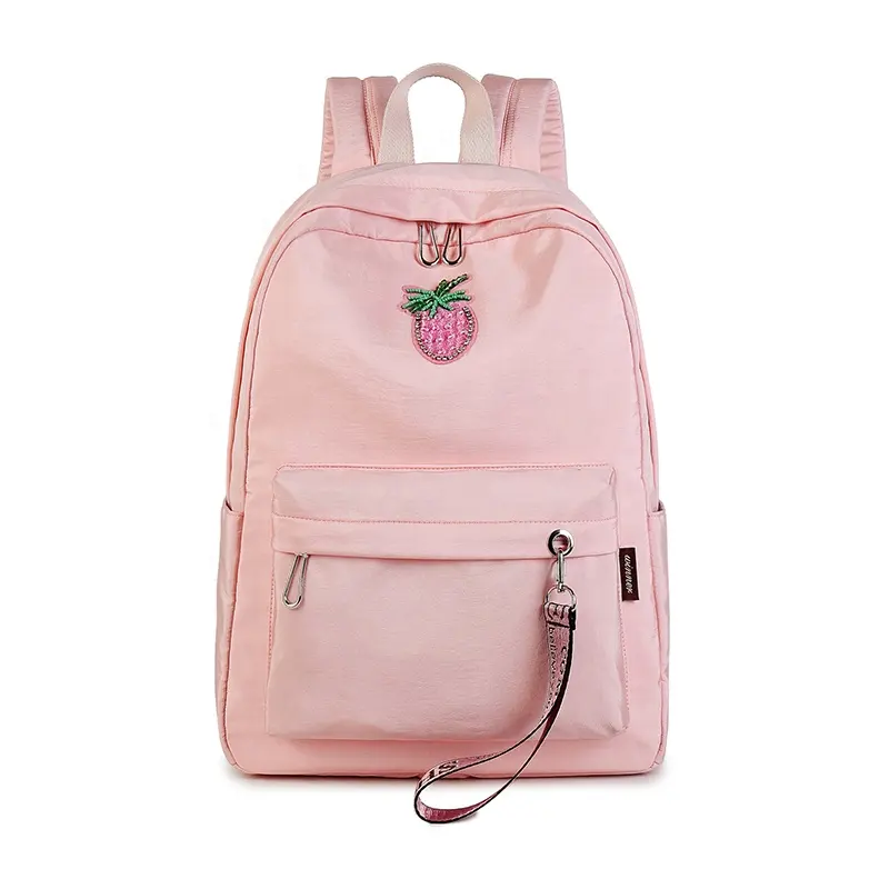 Casual Canvas School Backpack Women Sweet Strawberry Backpack Teenager School Bag