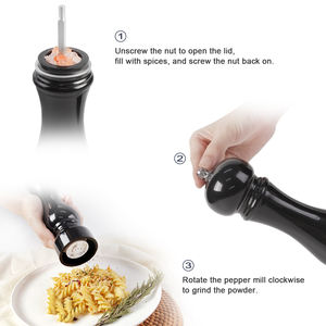 Molinillo <span class=keywords><strong>de</strong></span> Pimienta y Sal <span class=keywords><strong>de</strong></span> Mar Negro para Cocina, con Mecanismo <span class=keywords><strong>de</strong></span> Molienda Acrílico y Núcleo <span class=keywords><strong>de</strong></span> Cerámica Ajustable - Product Image 5