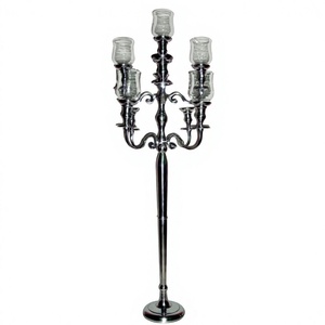 Parties Table Decorative Candelabra Hot Selling Crystal Beaded Cast Aluminium <b>Candle</b> Holder and <b>Candle</b> Stand Competitive Price - Product Image 1
