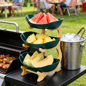 Prato de frutas com 3 camadas, cesta de frutas branca, bandeja PP com suporte para servir frutas, sobremesa, suporte para servir em casa - Product Image 4