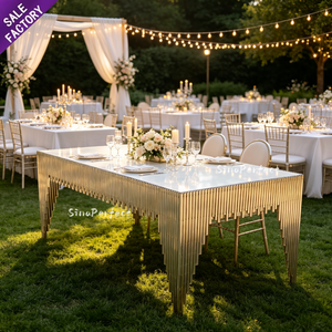 Manufacture Direct Custom Gold Square Shape Stainless Steel Event Wedding Rental <b>Tables</b> for Banquet <b>Party</b> - Product Image 1
