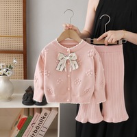 Conjunto de Dos Piezas para Niñas, Estilo Internet Celebrity, Otoño, Chaqueta de Suéter Infantil, Nuevo y Dulce
