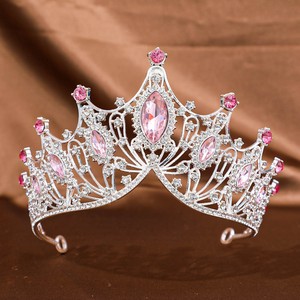 Couronne de reine rose tendance et très vendue, <span class=keywords><strong>accessoire</strong></span> de cheveux de mariée traditionnel <span class=keywords><strong>chinois</strong></span> fait main de haute qualité - Product Image 1