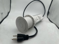 Prise de courant de bureau en aluminium A-3H à montage sur passe-câble, 4 prises CA + chargement USB-A/Type-C, 16A, blanc, multiprise de bureau pour