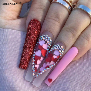 Label privé de luxe, presse sur les ongles, ongles en acrylique épais faits à la main avec strass, ongles artificiels - Product Image 5