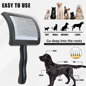 Hot bán tóc Remover trung bình thép không gỉ chân dài bàn chải Pet grooming slicker bàn chải cho chó