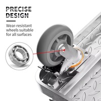 Carretilla de Plataforma Plegable de Acero Resistente de 900 kg, 100x65 cm, Carro de Cuatro Ruedas con Neumáticos Silenciosos TPR, Herramienta de Transporte para Almacén y Compras