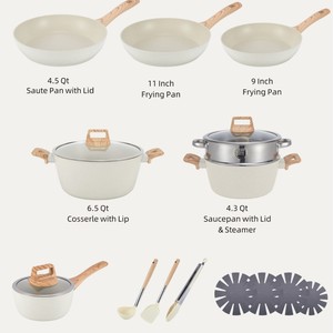 Trung Quốc Nhà máy nặng nhôm không dính soong Set với nắp bạc kim loại chất lượng cao cấp - Product Image 6