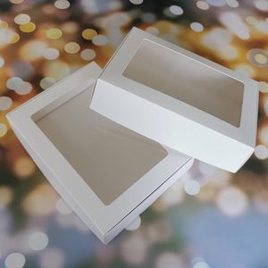 Boîte cadeau élégante avec couvercles transparents, boîtes à cadeaux avec étiquettes en ficelle pour mariage, anniversaire, boîtes blanches pour cadeaux, anniversaire blanc - Product Image 6