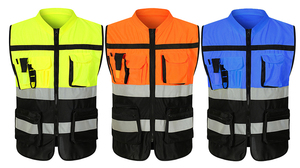 Col souple Multi Poches Vêtements <span class=keywords><strong>Hi</strong></span> <span class=keywords><strong>Vis</strong></span> <span class=keywords><strong>S</strong></span>écurité Réfléchissant Respirant Vêtements de Travail Haute Luminosité Réflexion Gilet de <span class=keywords><strong>S</strong></span>écurité - Product Image 3