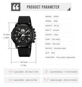Comfortable silicone strap textured <b>case</b> wave-patterned dial casual chronograph function sporty and versatile style - Product Image 5