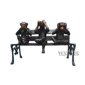 Estatua de <span class=keywords><strong>monos</strong></span> de latón de tamaño real, estatua de bronce, <span class=keywords><strong>Tres</strong></span> <span class=keywords><strong>Monos</strong></span> <span class=keywords><strong>Sabios</strong></span>, sentado en el banco - Product Image 4