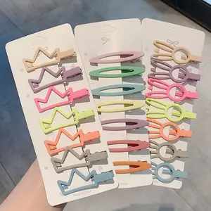 Clips à cheveux pour filles, 18 modèles différents, épingles à cheveux plates creuses, en alliage simple, clips géométriques en métal pour enfants