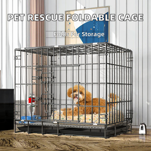Gabbia Pieghevole Moderna in Metallo per Cani e Gatti con Chiusura a Bottone, per Uso Interno ed Esterno, Design Solido - Product Image 3