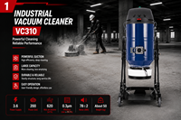 Nouvel aspirateur industriel électrique robuste pour sols en béton, humide/sec, en acier inoxydable, pour le broyage et la collecte de poussière, manuel CFS