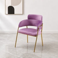 Chaise de salle à manger de luxe en velours avec pieds en métal doré, style nordique, chaise de salle à manger pour restaurant