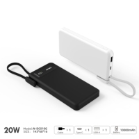 NITIKA 10000mAh 20W PD Power Bank semi-solide, chargeur rapide portable avec câble intégré, certifié 3C et PSE