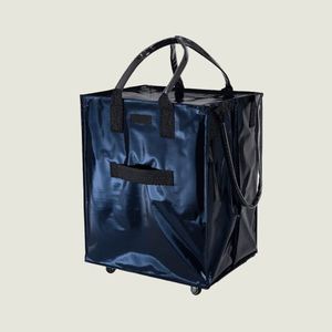 Factory Direct Sales Portable Shopping <b>Bag</b> with Wheels <b>Zipper</b> Closure Two Handles Foldable Polyester Grocery <b>Tote</b> - Product Image 4
