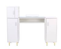 Table de manucure moderne blanche pour salon de beauté, spa, poste de travail, bureau de manucure, avec repose-poignet et 8 supports métalliques