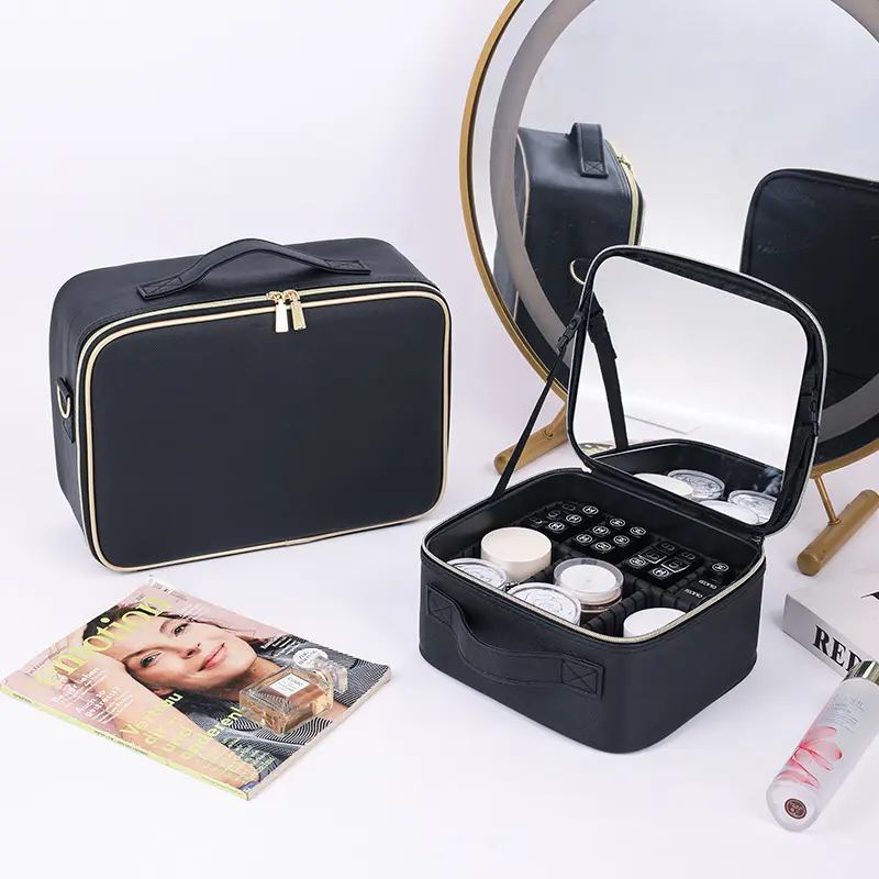 Custodia personalizzata per Makeupbox con specchio portatile Makeupbox in pelle Make up custodia professionale per cosmetici
