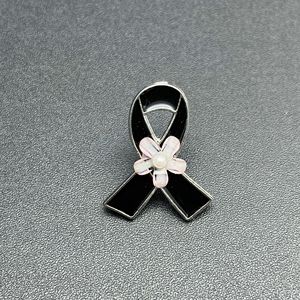 Black <b>Bow</b> Brooch With Pearl And Flower For Women <b>Gift</b> Zinc Alloy Fashion Pin - Product Image 4