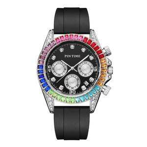 Men's Export Rainbow Watch with Silicone Strap, Waterproof and Anti-Slip, <b>Large</b> Diamond <b>Ring</b>, Men's Watch - Product Image 6
