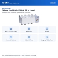 Chint NH40SZ ATS 100A 250A 400A 630A 800A 1250A 3P 4P Commutateur de transfert automatique à double alimentation classe PC Conmutador IEC60947-6-1