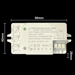 Commutateur de détecteur de mouvement de corps de capteur de radar à micro-ondes monté au plafond de AC85-265V 5.8GHz pour la rénovation de lumière existante - Product Image 3