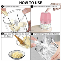 Portable sans BPA hachoir alimentaire 250ml en acier inoxydable USB recharge robot culinaire électrique hachoir ail hachoir
