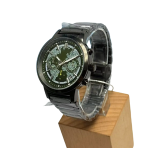 <span class=keywords><strong>Montre</strong></span> chronographe pour <span class=keywords><strong>homme</strong></span> entièrement plaquée or avec cadran bleu carte du monde, <span class=keywords><strong>bracelet</strong></span> en <span class=keywords><strong>acier</strong></span> inoxydable poli, 3 sous-cadrans, affichage de la date - Product Image 5