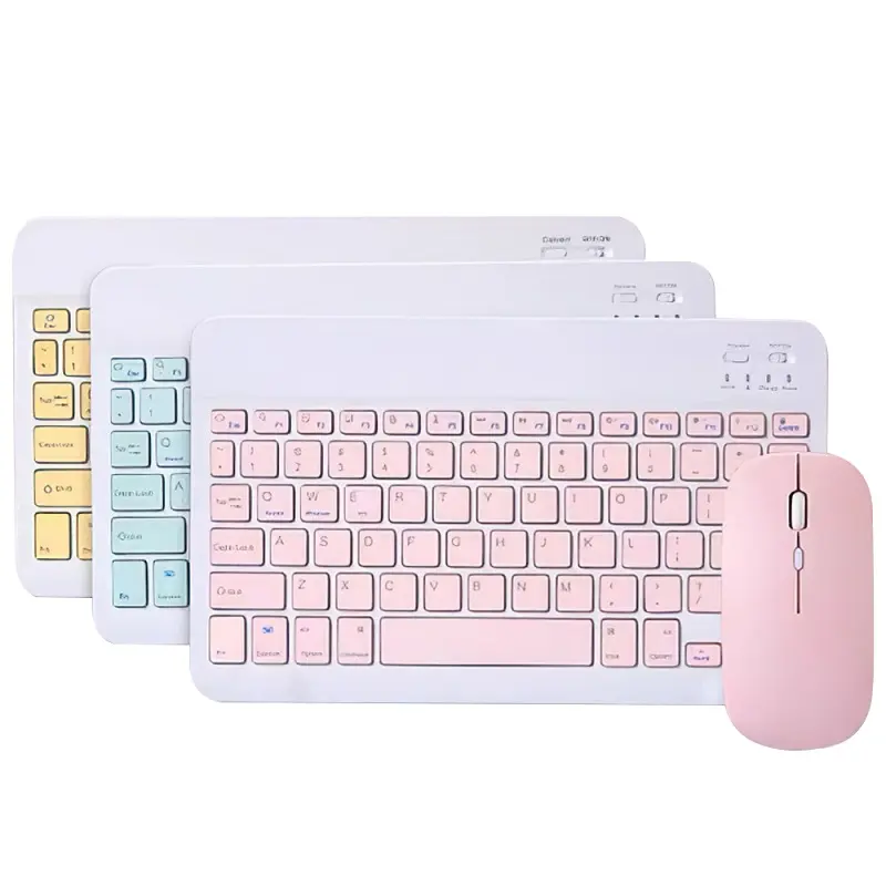 For Tablet PC Mobile Phone Laptop colored mute slim rechargeable wireless keyboard and mouse
