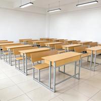 Ensemble de chaises de bureau métalliques intégrées modernes à double siège, couleur et taille personnalisables pour étudiants, écoles, cours de formation et bureaux d'écriture
