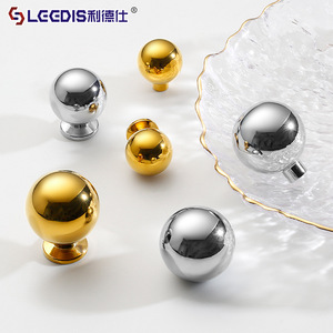 Lgedis Brass Spherical Cabinet <b>Knobs</b> Chrome Plated Gold <b>Silver</b> Modern Wardrobe <b>Drawer</b> Handles Single Hole Furniture Hardware - Product Image 1